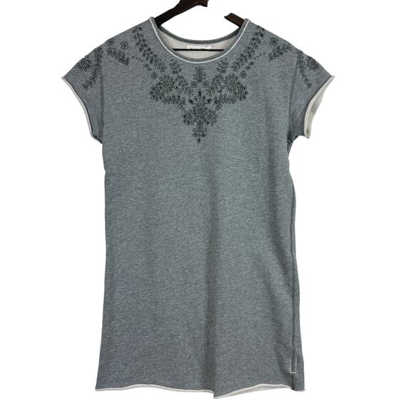 Rag & Bone /Jean Embroidered Mini Shift Dress Sweatshirt Gray - S - Picture 1 of 10